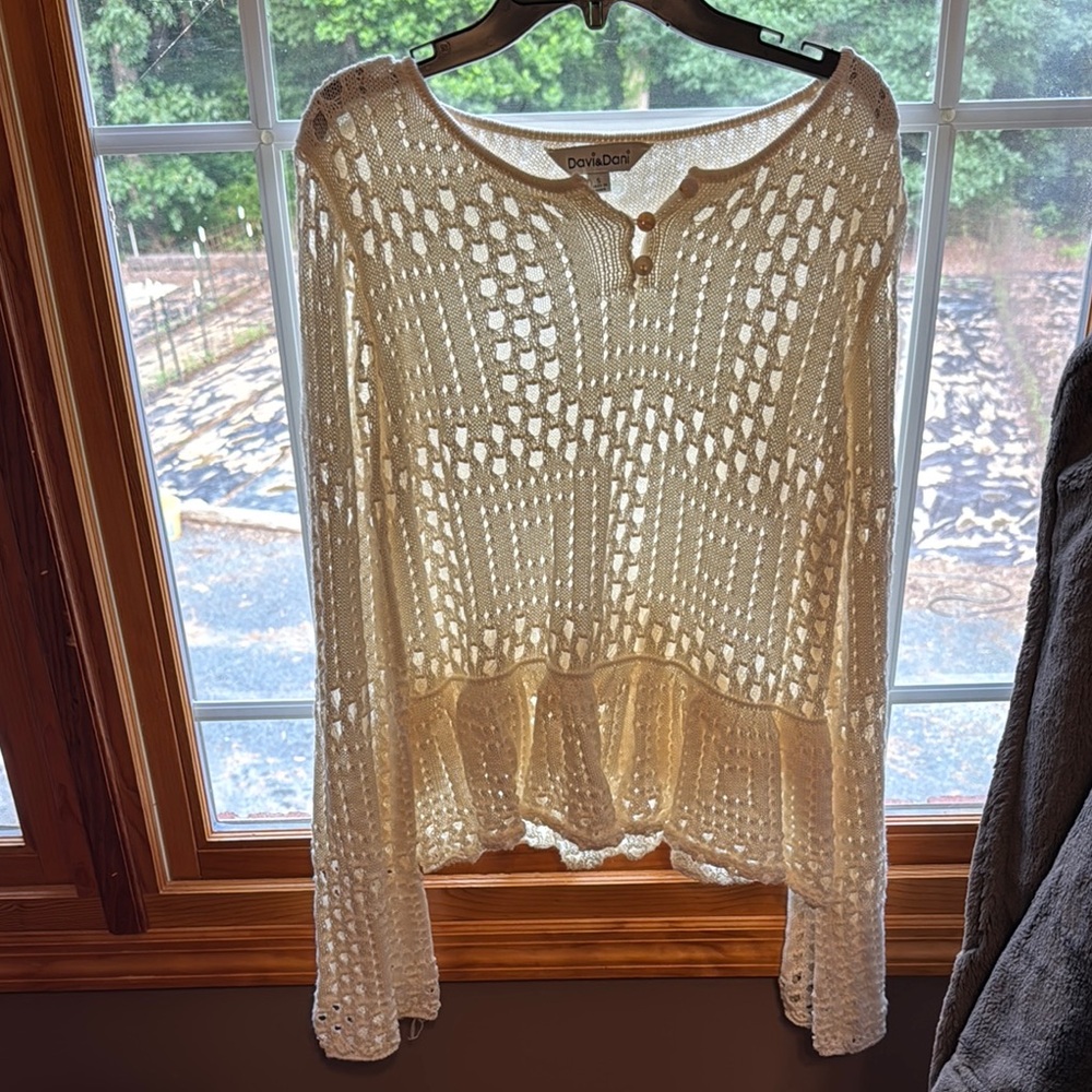 Cream Crochet Sweater